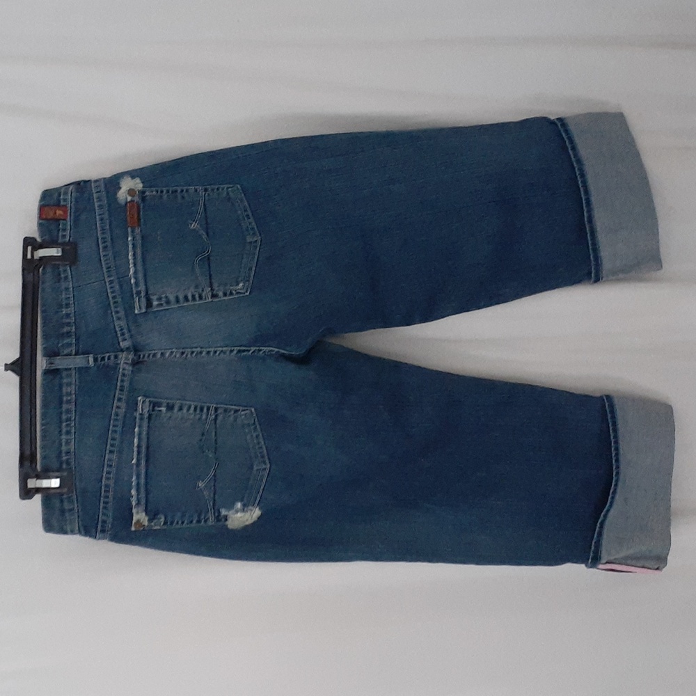 7 For All Mankind Jeans Women Denim Size 30 Boy Cut Crop Folded Hemline
